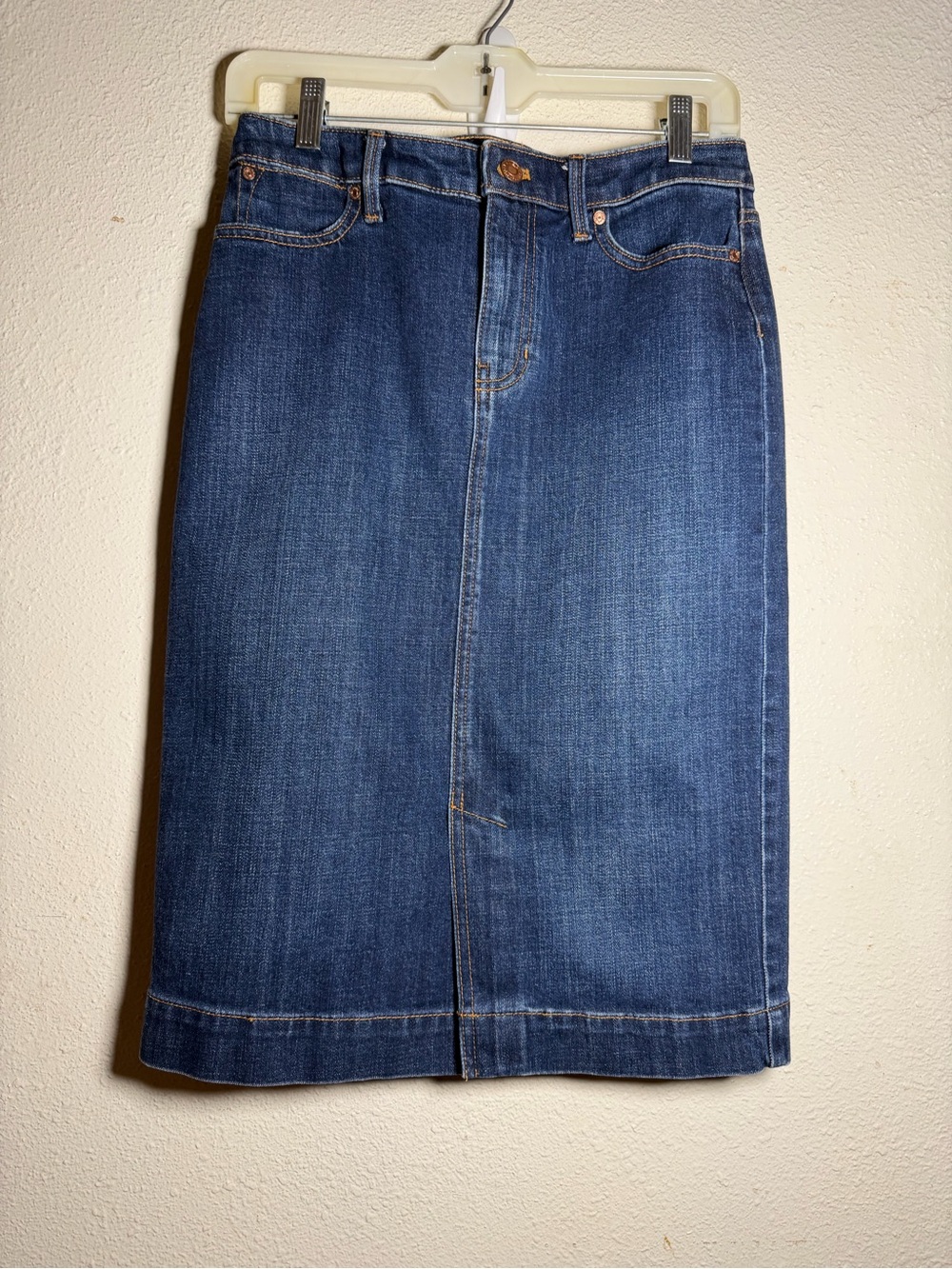 Talbots Dark Blue Denim Skirt with Contrast Stitching